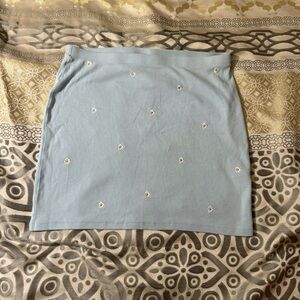 primark Light Blue Embroidered Skirt